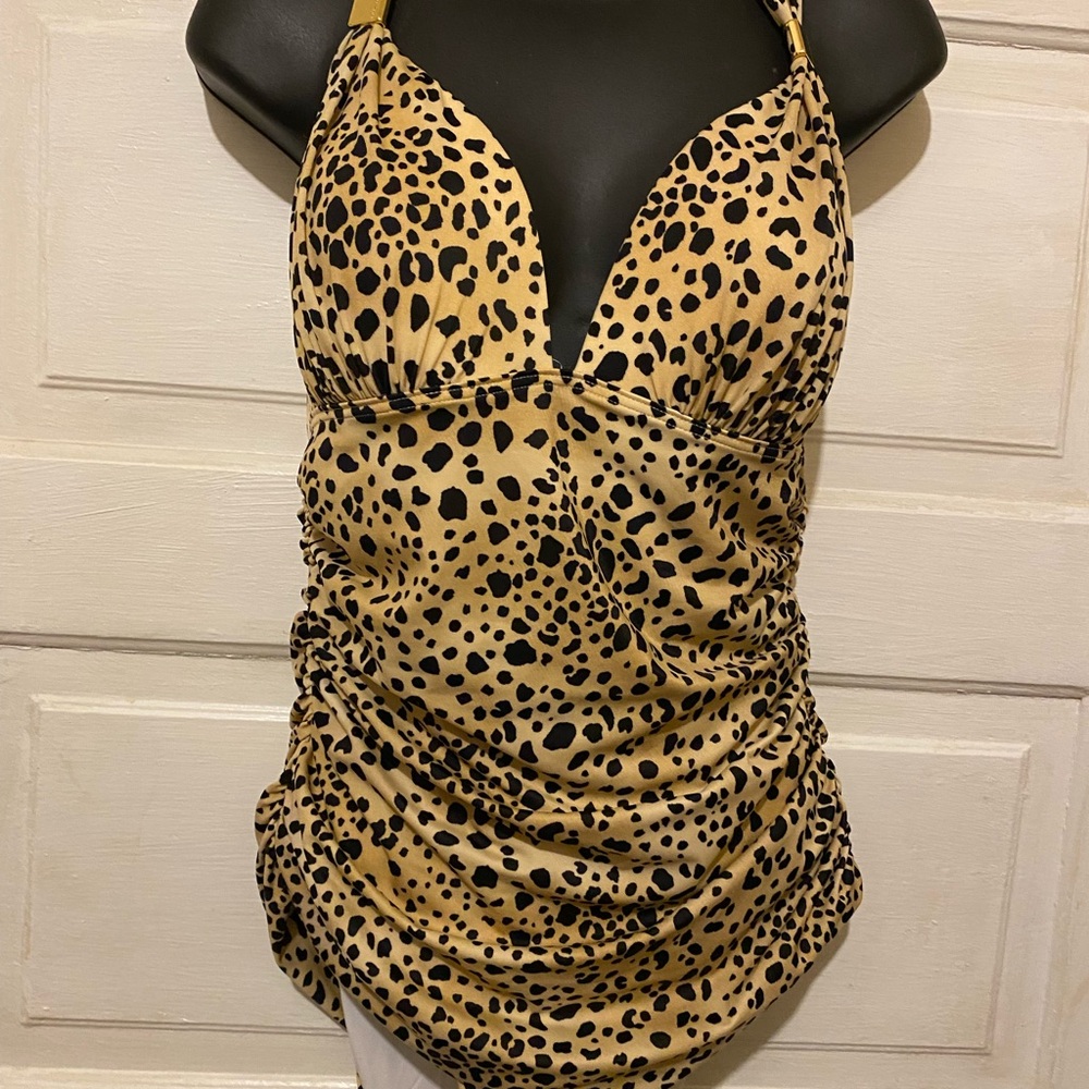 Victoria's Secret Sezi L/GLeopard Print Bodysuit in Brown and Black